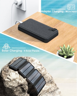 मोबाइल फोन के लिए OEM 25000mAh 6W सौर ऊर्जा संचालित पावर बैंक चार्जर पैनल