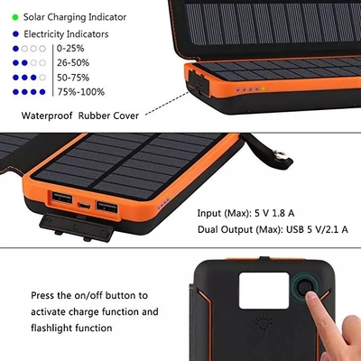 8000mAh 5V वाटरप्रूफ पोर्टेबल सोलर चार्जर सोलर फोन चार्जर कैम्पिंग