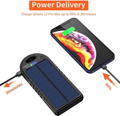 18W 10000mAh सौर ऊर्जा संचालित पावर बैंक USB C चार्जर OEM