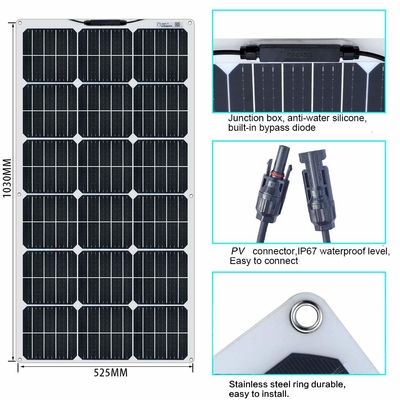 मोनोक्रिस्टलाइन फ्लेक्सिबल अनाकार सौर पैनल 100W 12V 400W 40A
