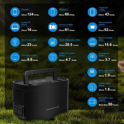 लिथियम पोर्टेबल लाइफपो4 सोलर पावर बैंक स्टेशन 1000W आउटडोर ऑटो कैम्पिंग के लिए