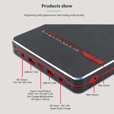 पीडी 65W 100W पोर्टेबल नोटबुक टाइप-सी लैपटॉप पावर बैंक 40000mah 24V बैटरी बैकअप